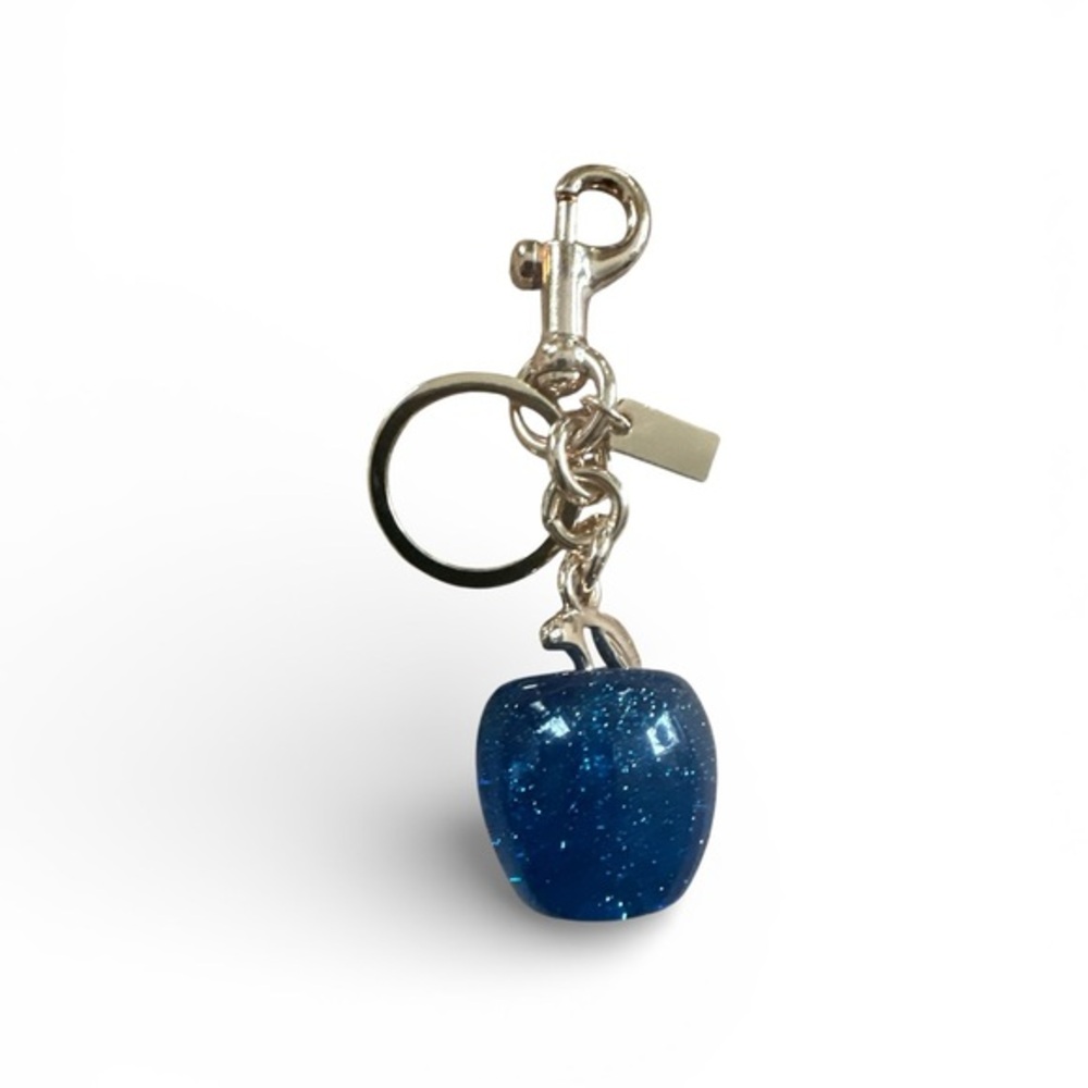🦚💙 Teal Glitter Apple Bag Charm Keychain – Sparkly Teal Purse Charm ✨